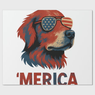 Golden Retriever 4th Of July Merica T-Shirt Wrapping Paper