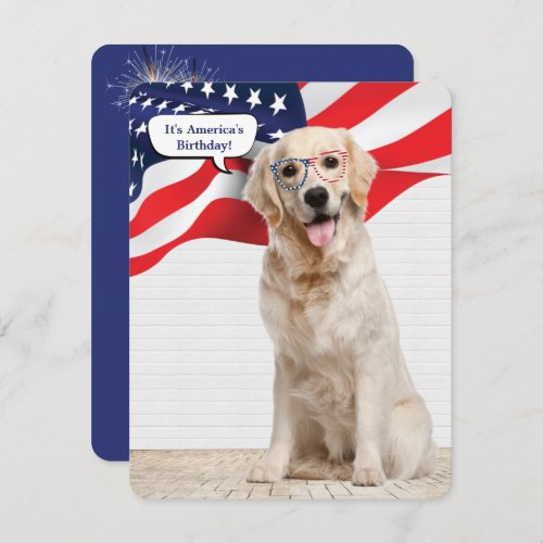 Golden Retriever 4th of July Party Holiday Card