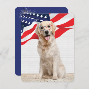 Golden Retriever 4th of July Party Holiday Card