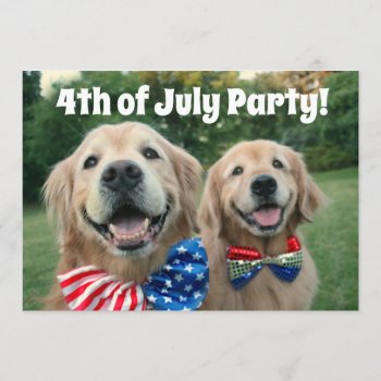 Golden Retriever 4th Of July Party Invitation by AugieDoggyStore at Zazzle