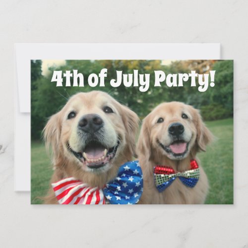 Golden Retriever 4th of July Party Invitation