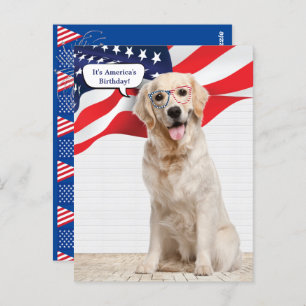 Golden Retriever 4th of July Party Postcard