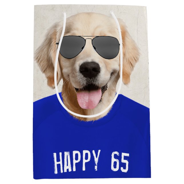 Golden Retriever 65th Birthday Medium Gift Bag (Front)