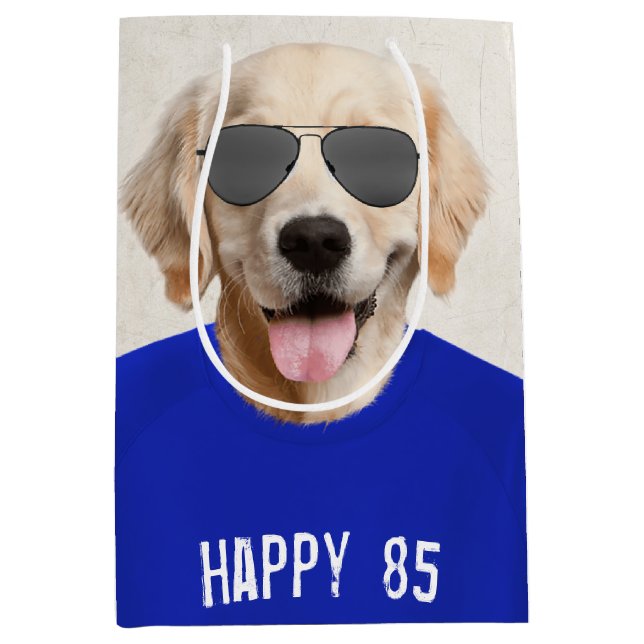 Golden Retriever 85th Birthday Medium Gift Bag (Front)