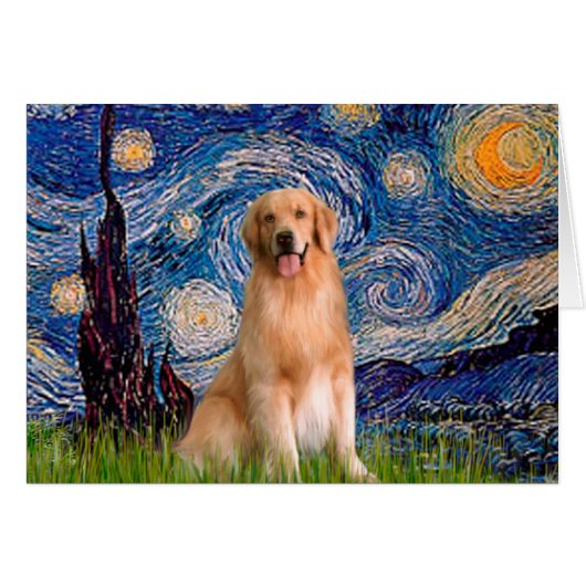 Golden Retriever 8 - Starry Night Cards (Front Horizontal)