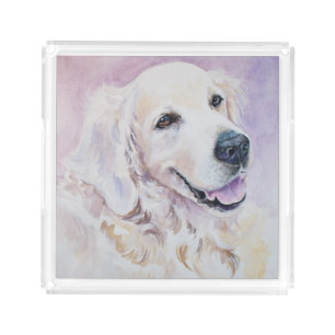 Golden retriever acrylic tray