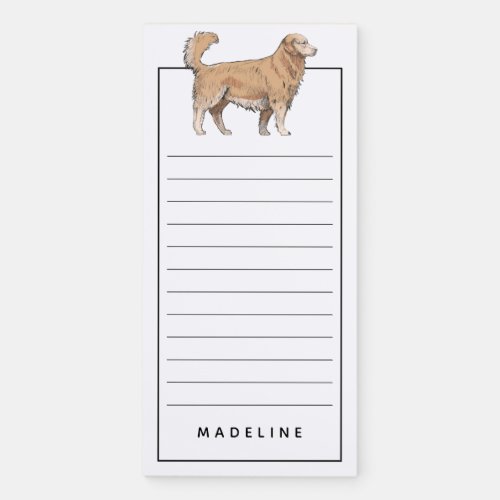 Golden Retriever  Add Your Name Magnetic Notepad