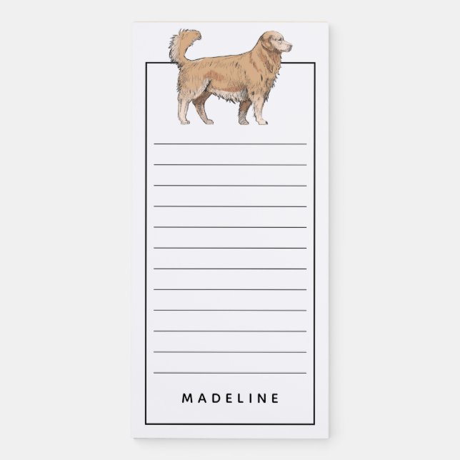 Golden Retriever | Add Your Name Magnetic Notepad (Front)