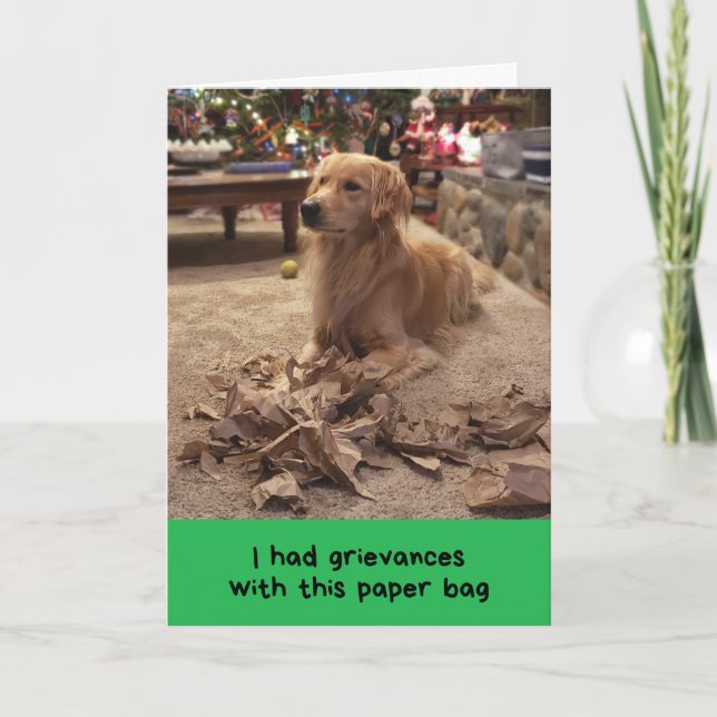 Golden Retriever Airing His Grievances Holidday Card (Front)