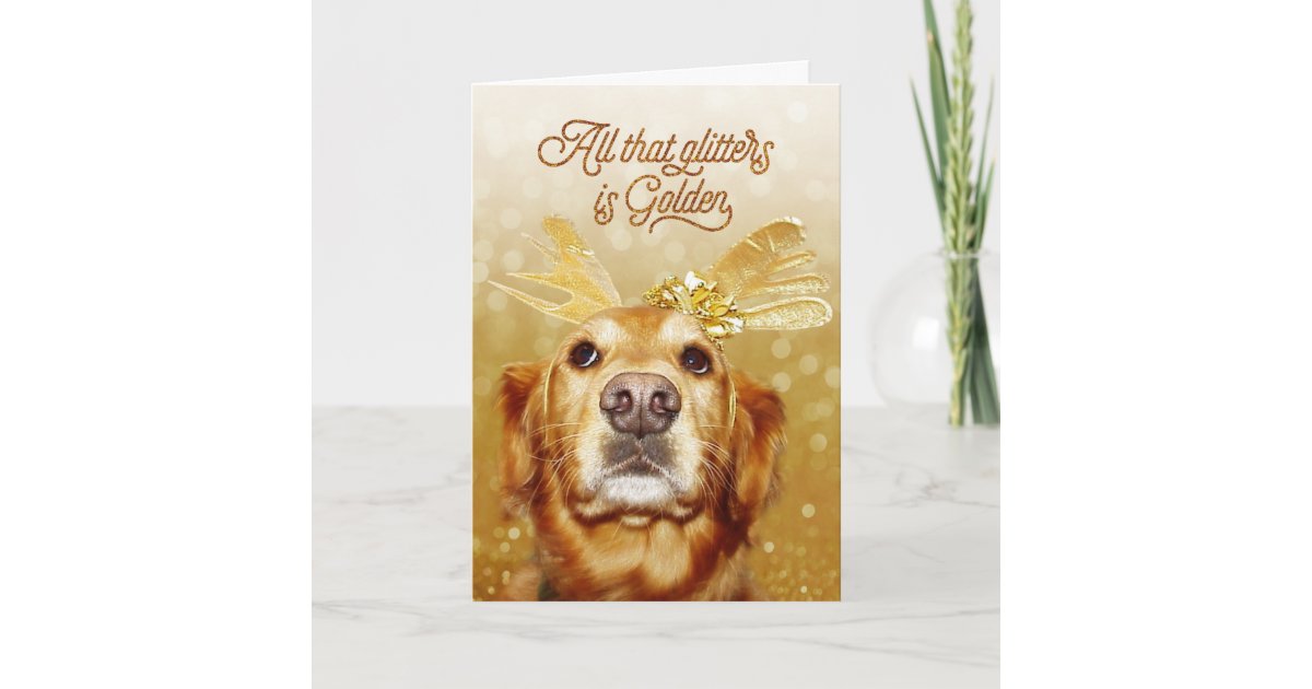 Golden Retriever All that Glitters Is Golden Holiday Card Zazzle