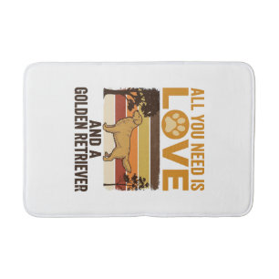 Golden Retriever All You Need Is Love Vintage Desi Bath Mat
