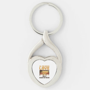 Golden Retriever All You Need Is Love Vintage Desi Keychain