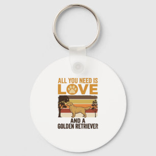 Golden Retriever All You Need Is Love Vintage Desi Keychain