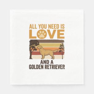 Golden Retriever All You Need Is Love Vintage Desi Napkins