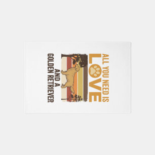Golden Retriever All You Need Is Love Vintage Desi Rug