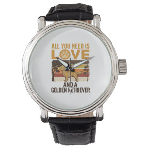 Golden Retriever All You Need Is Love Vintage Desi Watch