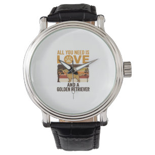 Golden Retriever All You Need Is Love Vintage Desi Watch