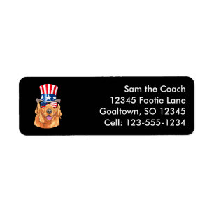 Golden Retriever America 4th of July USA Flag Label