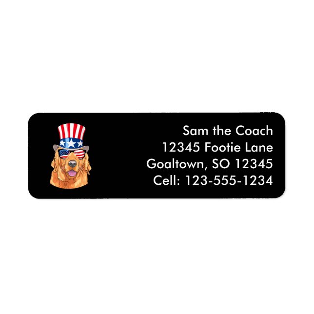 Golden Retriever America 4th of July USA Flag Label (Front)