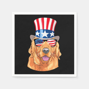 Golden Retriever America 4th of July USA Flag Napkins