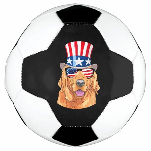 Golden Retriever America 4th of July USA Flag Soccer Ball