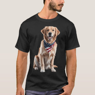 Golden Retriever American Flag Bandana 4th Of July T-Shirt