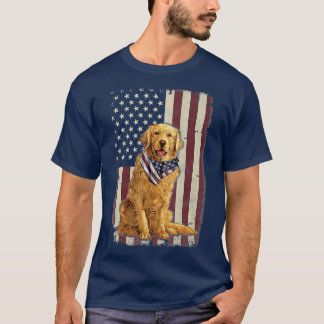 Golden Retriever American Flag Bandana 4th Of July T-Shirt