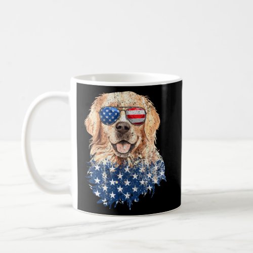 Golden Retriever American Flag Cream Retriever 4Th Coffee Mug