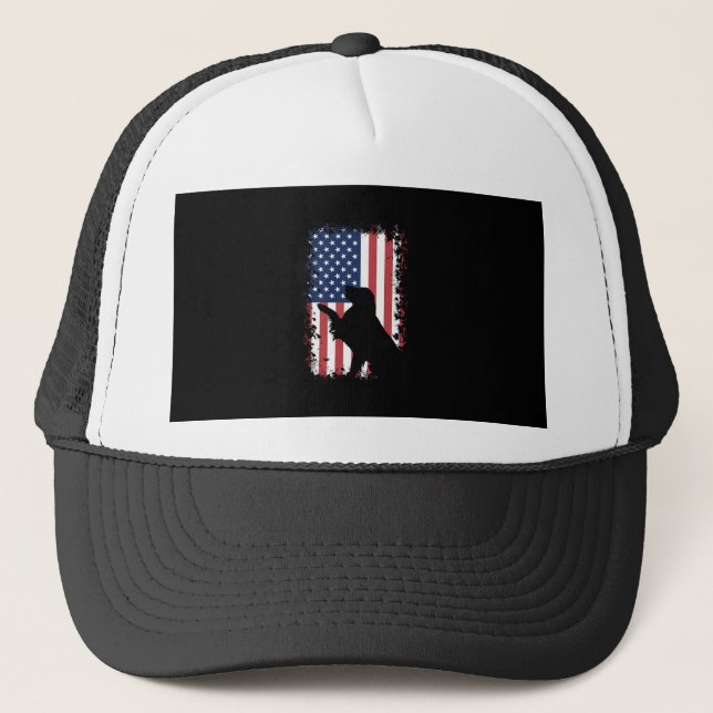 Golden Retriever American Flag Silhouette Trucker Hat (Front)