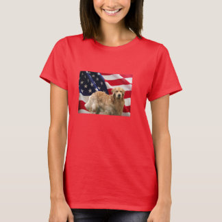 Golden Retriever American Flag T-Shirt