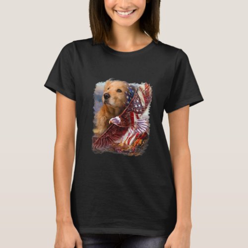 Golden Retriever American Patriot Dog T_Shirt