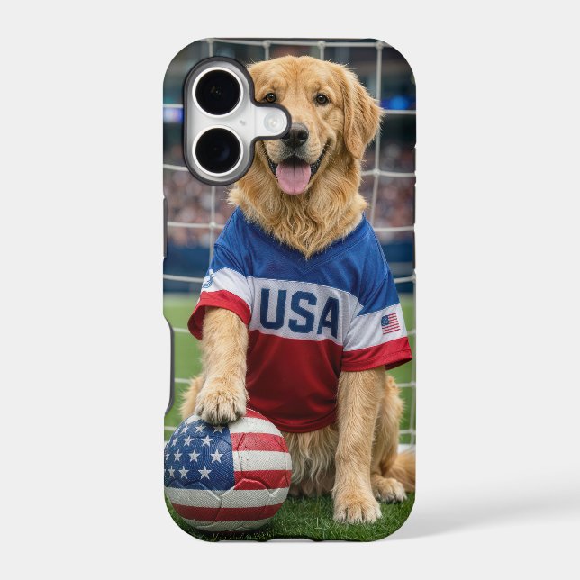 Golden Retriever American Soccer Player iPhone Case (Back)