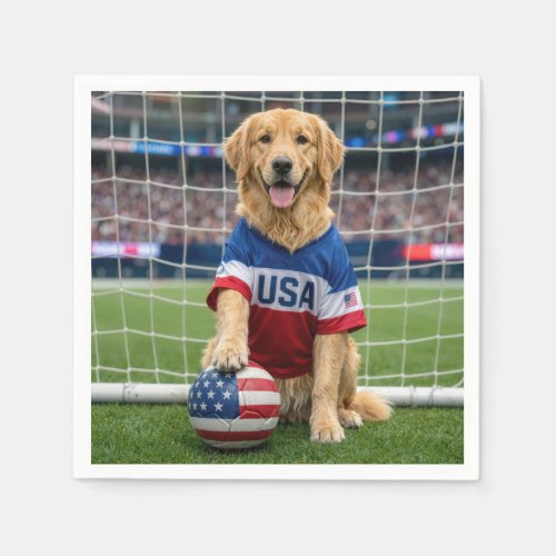 Golden Retriever American Soccer Player Napkins