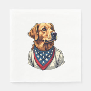 Golden Retriever Americana Vintage Engraved Shirt Napkins
