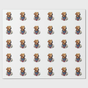 Golden Retriever Americana Vintage Engraved Shirt Wrapping Paper