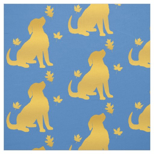 Golden Retriever Among the Fall Leaves Fabric