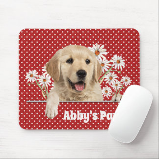 Golden Retriever and Daisies Mouse Pad