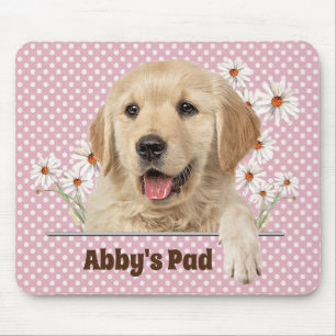 Golden Retriever and Daisies Mouse Pad