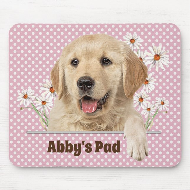 Golden Retriever and Daisies Mouse Pad (Front)