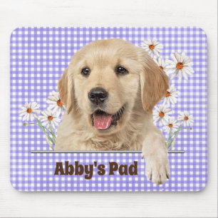 Golden Retriever and Daisies Mouse Pad