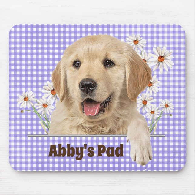 Golden Retriever and Daisies Mouse Pad (Front)