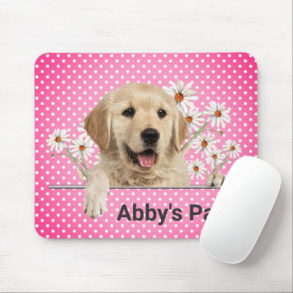 Golden Retriever and Daisies Mouse Pad