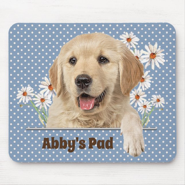 Golden Retriever and Daisies Mouse Pad (Front)