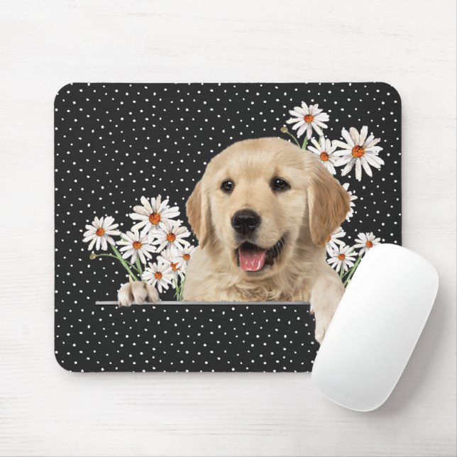Golden Retriever and Daisies    Mouse Pad (With Mouse)