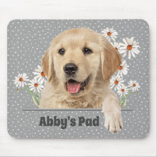 Golden Retriever and Daisies Mouse Pad