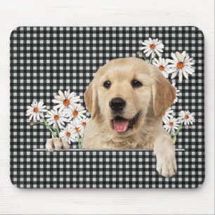 Golden Retriever and Daisies  Mouse Pad