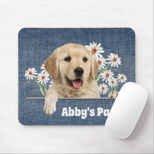 Golden Retriever and Daisies   Mouse Pad