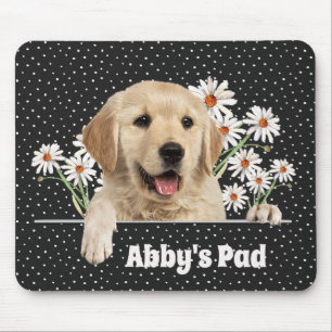 Golden Retriever and Daisies Mouse Pad