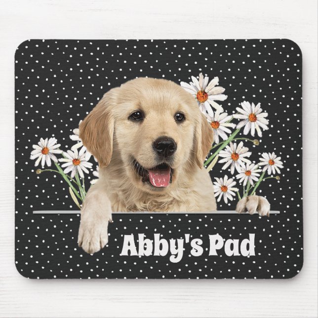 Golden Retriever and Daisies Mouse Pad (Front)