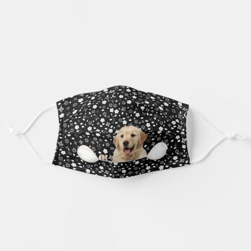 golden retriever and dog bone on print adult cloth face mask